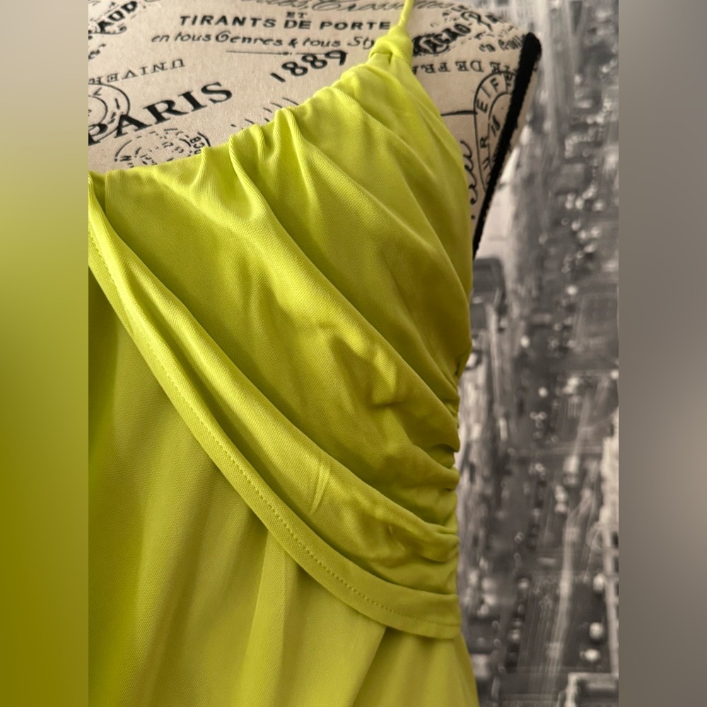 Yigal Azrouël Neon Chartreuse (Yellow + Green) Draped Dress - Picture 6 of 7